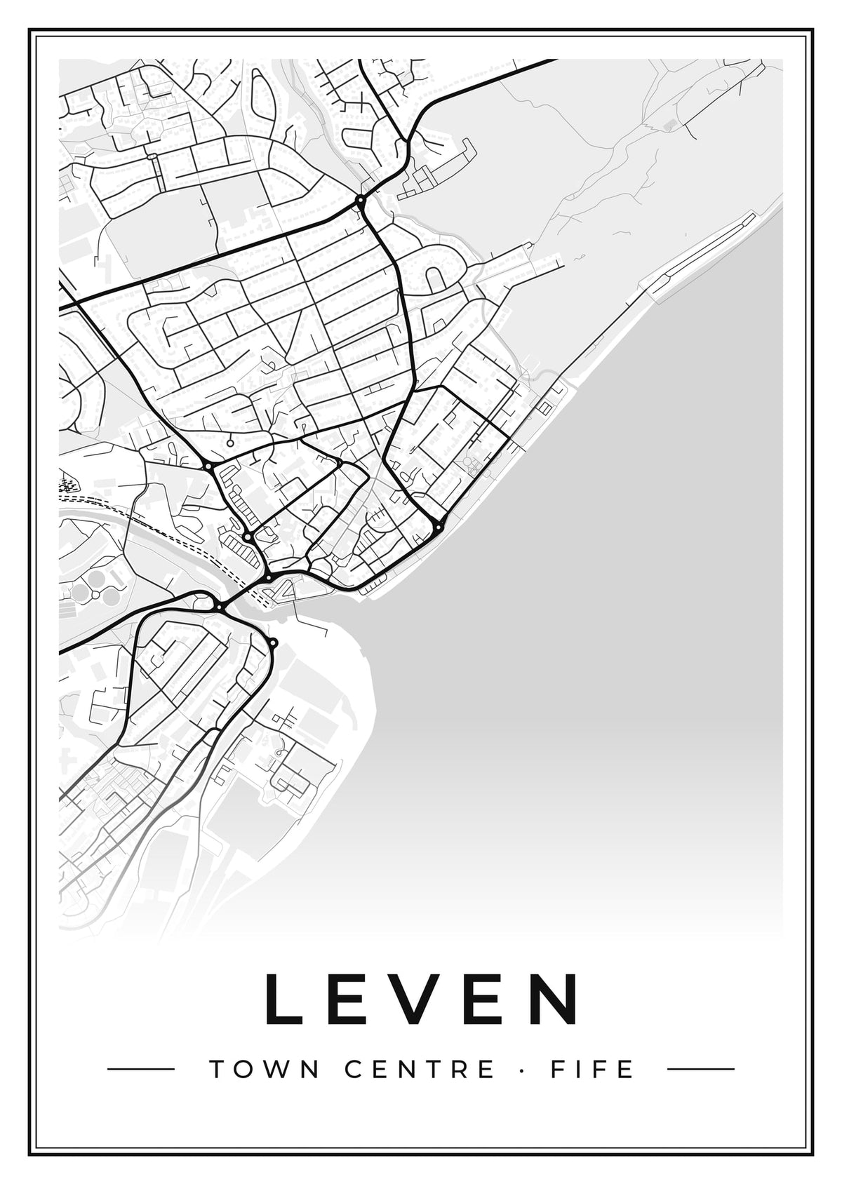 Street map poster of Leven town centre, Fife