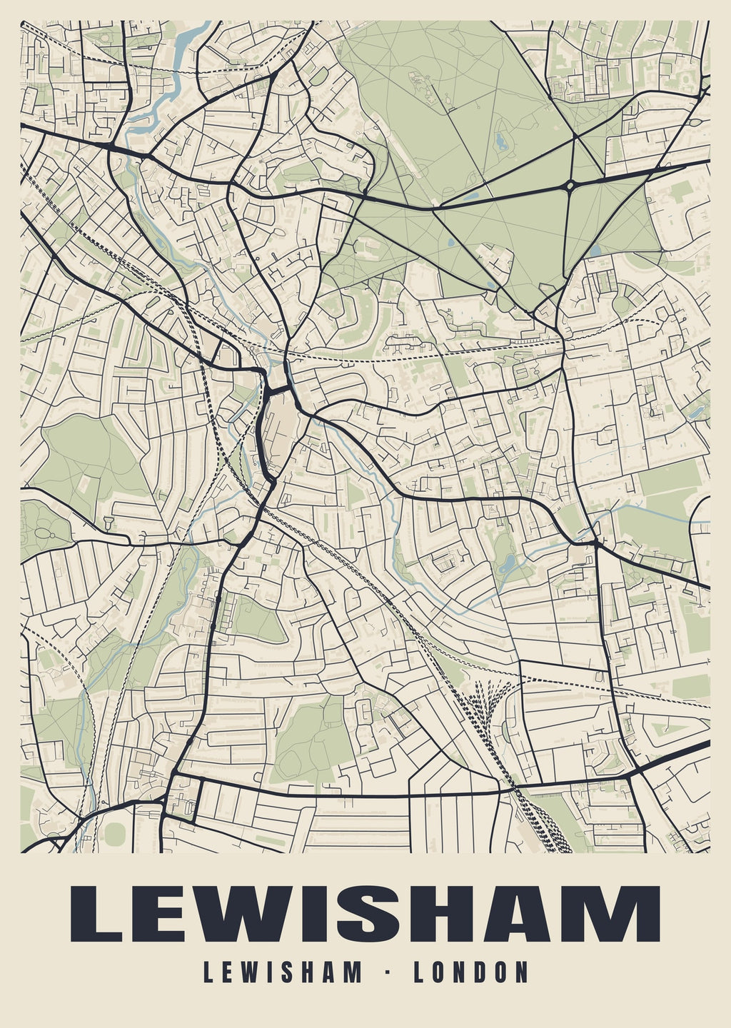 Heritage street map poster of Lewisham, Lewisham, London