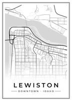 Street map poster of downtown Lewiston, Idaho