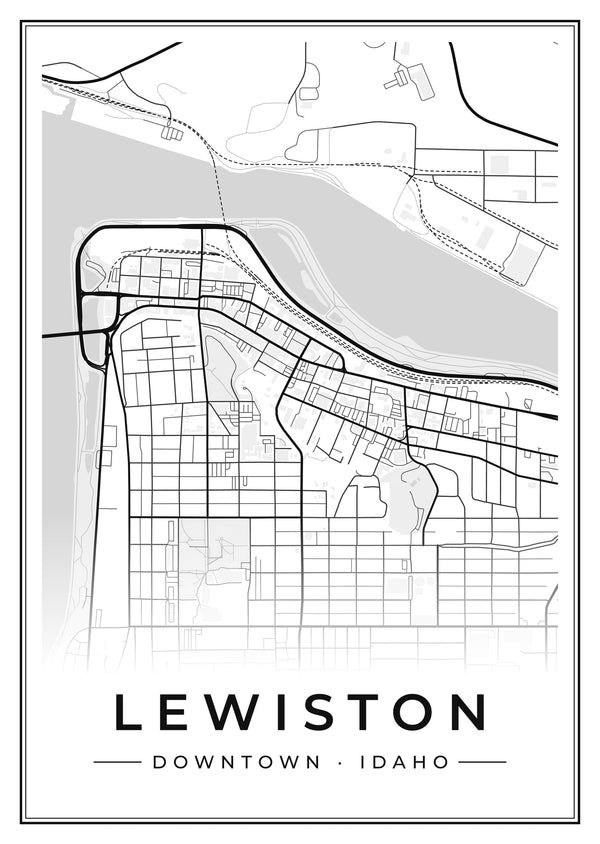 Lewiston Downtown Street Map Poster