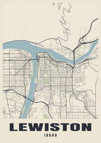 Street map poster of Lewiston, Idaho