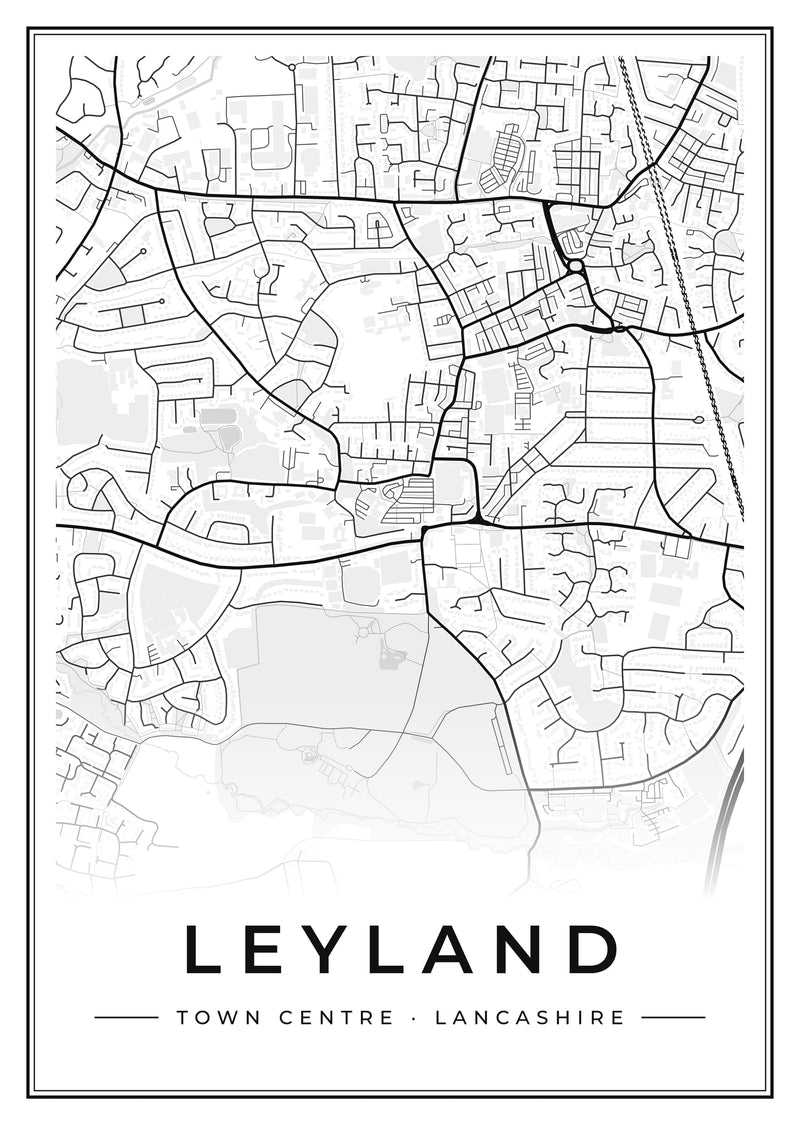 Leyland Town Centre Street Map Poster
