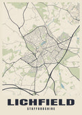 Street map poster of Lichfield, Staffordshire