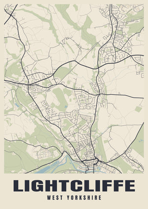 Lightcliffe Street Map Poster