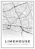 Street map poster of Limehouse, Tower Hamlets, London