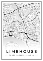 Street map poster of Limehouse, Tower Hamlets, London