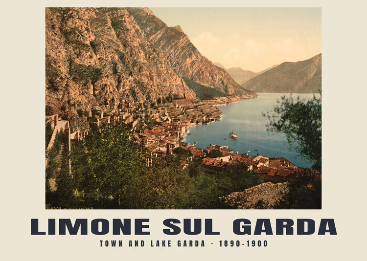 Town and Lake Garda, Limone sul Garda — 1890–1900 · Vintage photochrom print