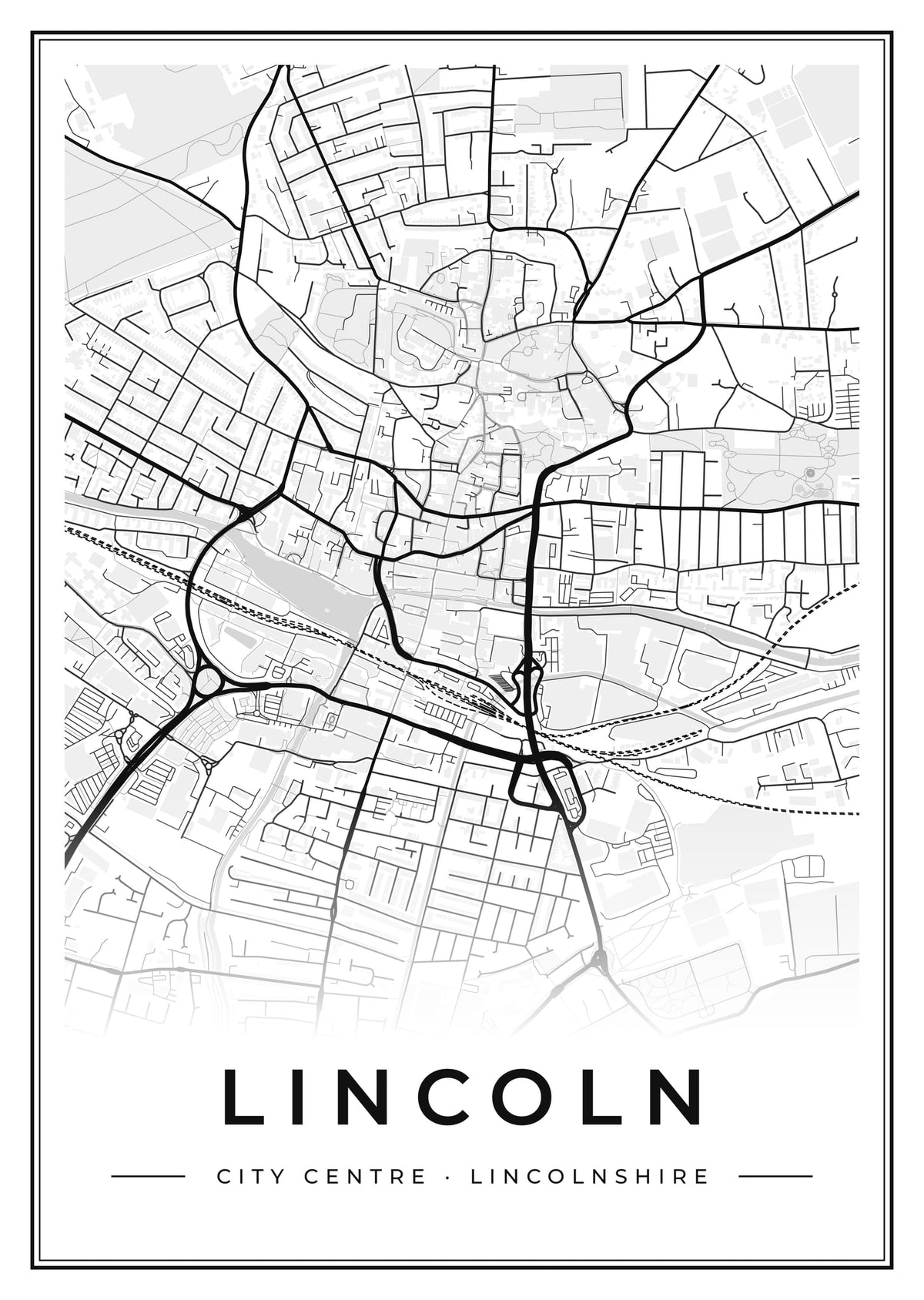 Street map poster of Lincoln city centre, Lincolnshire