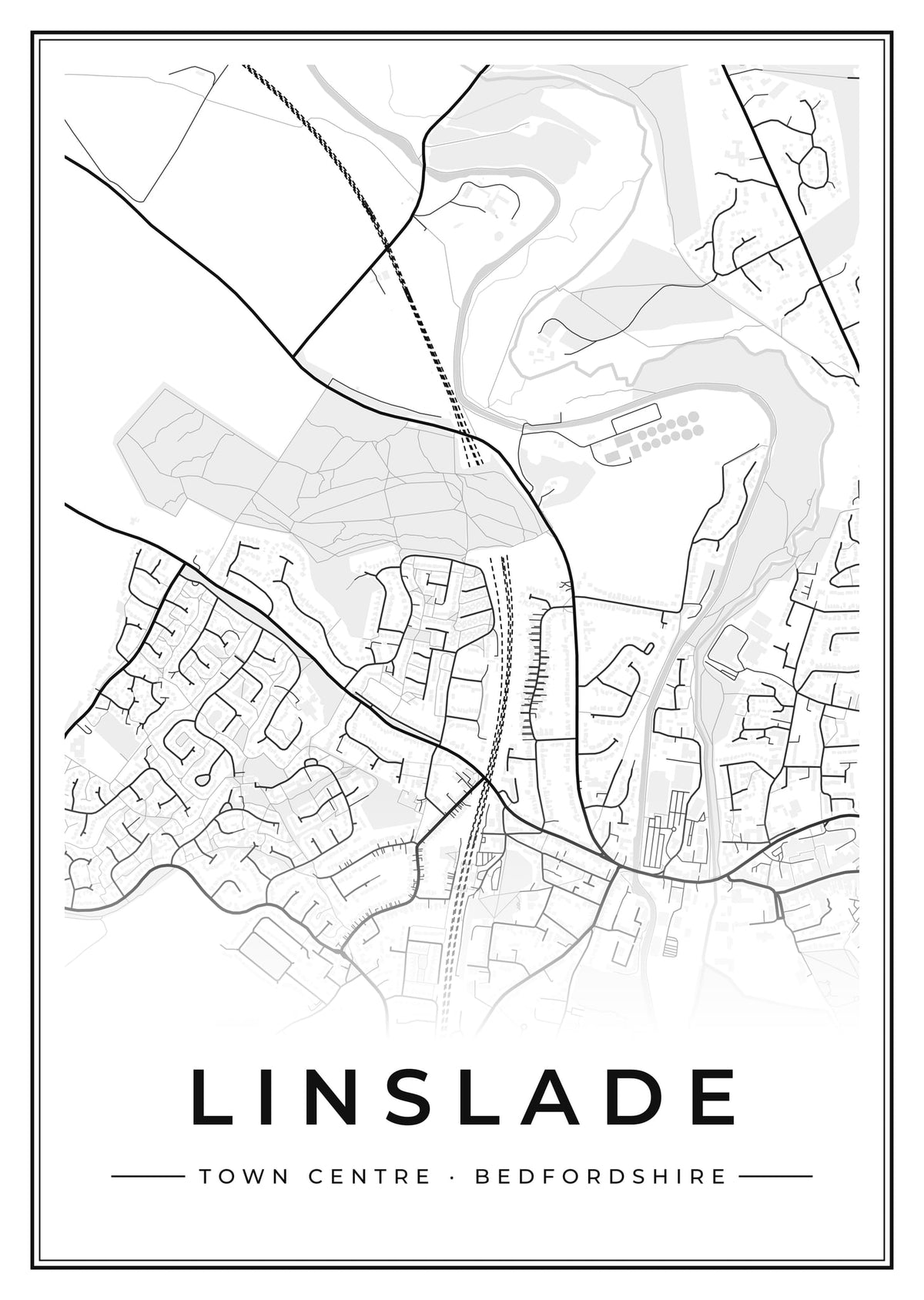 Street map poster of Linslade town centre, Bedfordshire