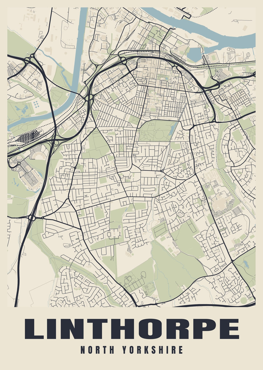 Street map poster of Linthorpe, North Yorkshire