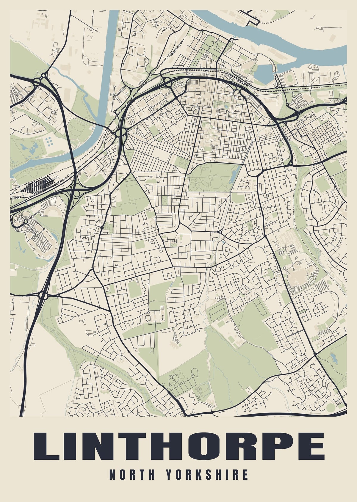 Street map poster of Linthorpe, North Yorkshire
