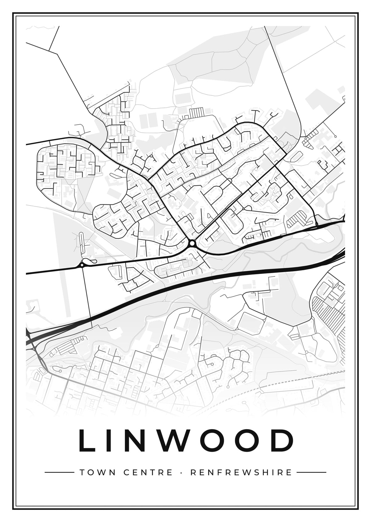 Street map poster of Linwood town centre, Renfrewshire