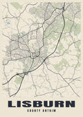 Street map poster of Lisburn, County Antrim