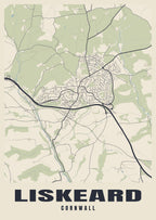 Street map poster of Liskeard, Cornwall