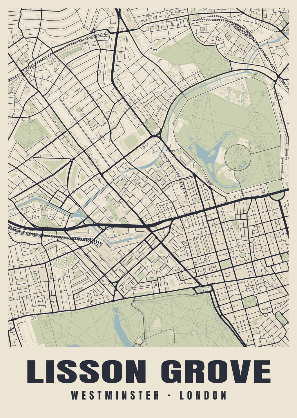 Heritage street map poster of Lisson Grove, Westminster, London