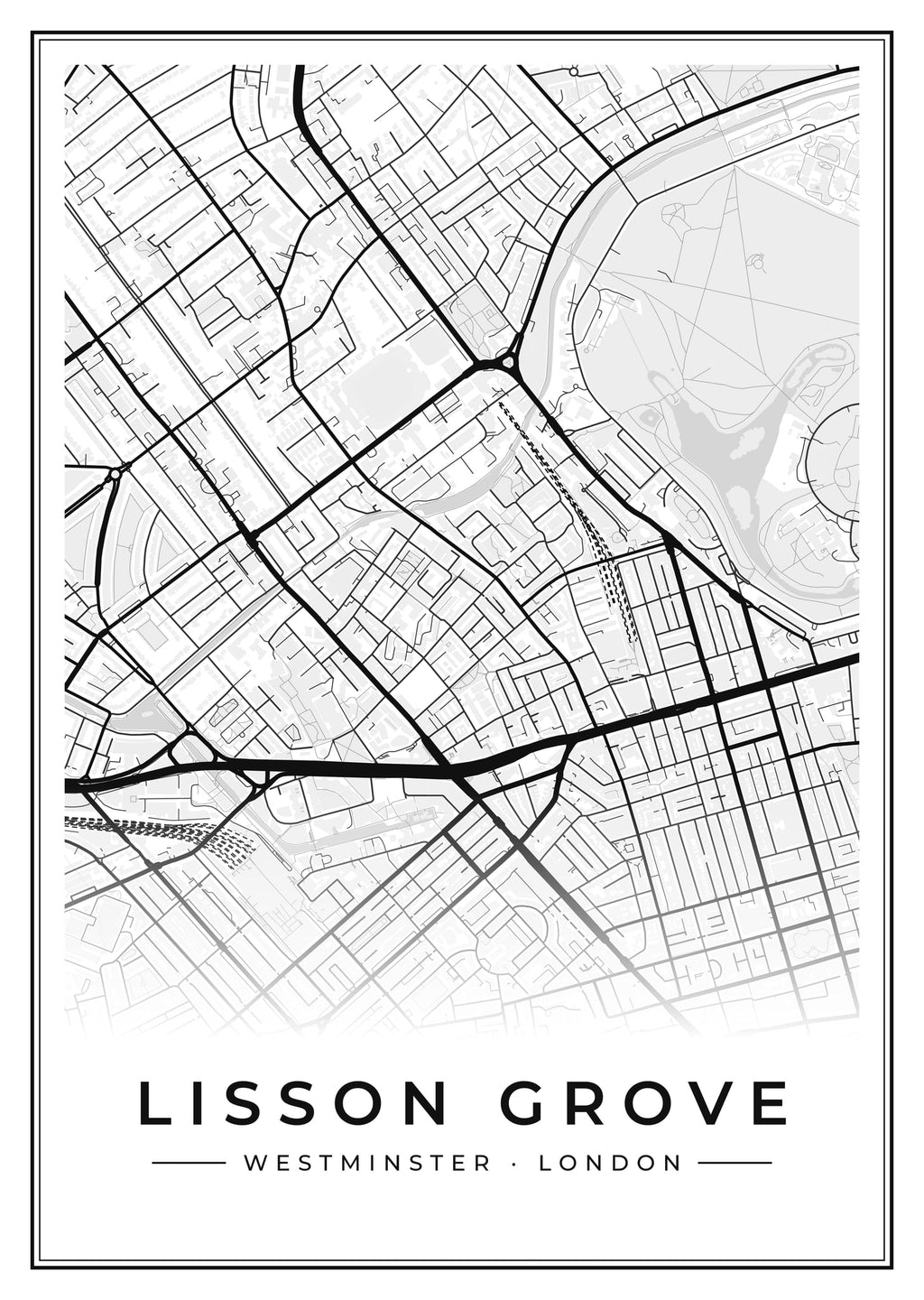 Street map poster of Lisson Grove, Westminster, London