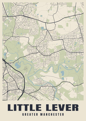 Little Lever Street Map Poster