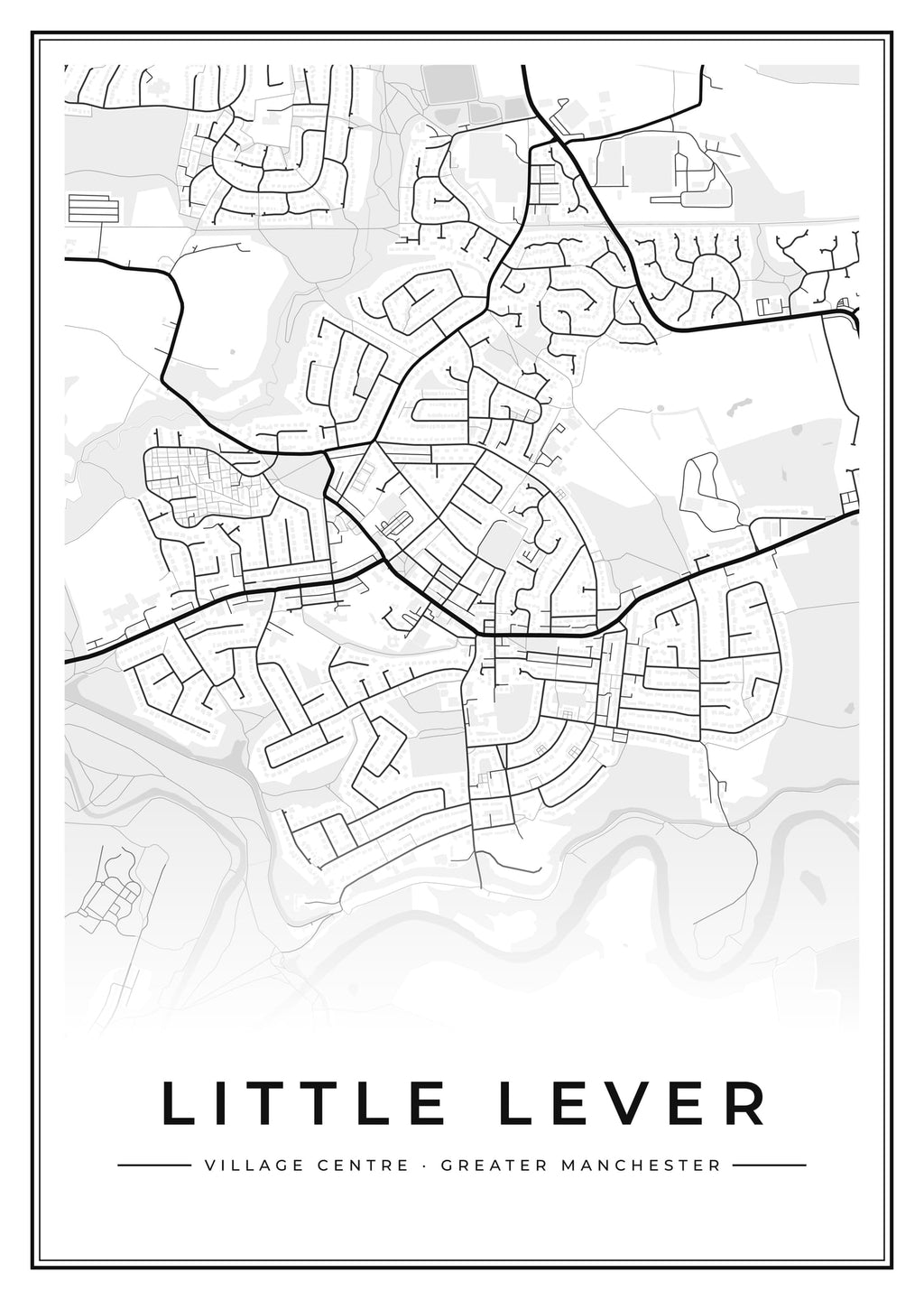 Street map poster of Little Lever village centre, Greater Manchester