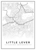 Street map poster of Little Lever village centre, Greater Manchester