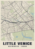 Heritage street map poster of Little Venice, Westminster, London
