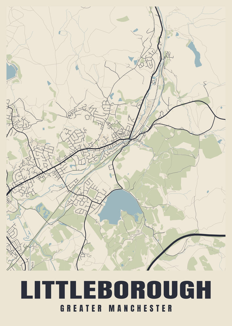 Littleborough Street Map Poster