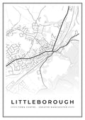 Street map poster of Littleborough town centre, Greater Manchester
