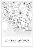Street map poster of Littlehampton town centre, West Sussex