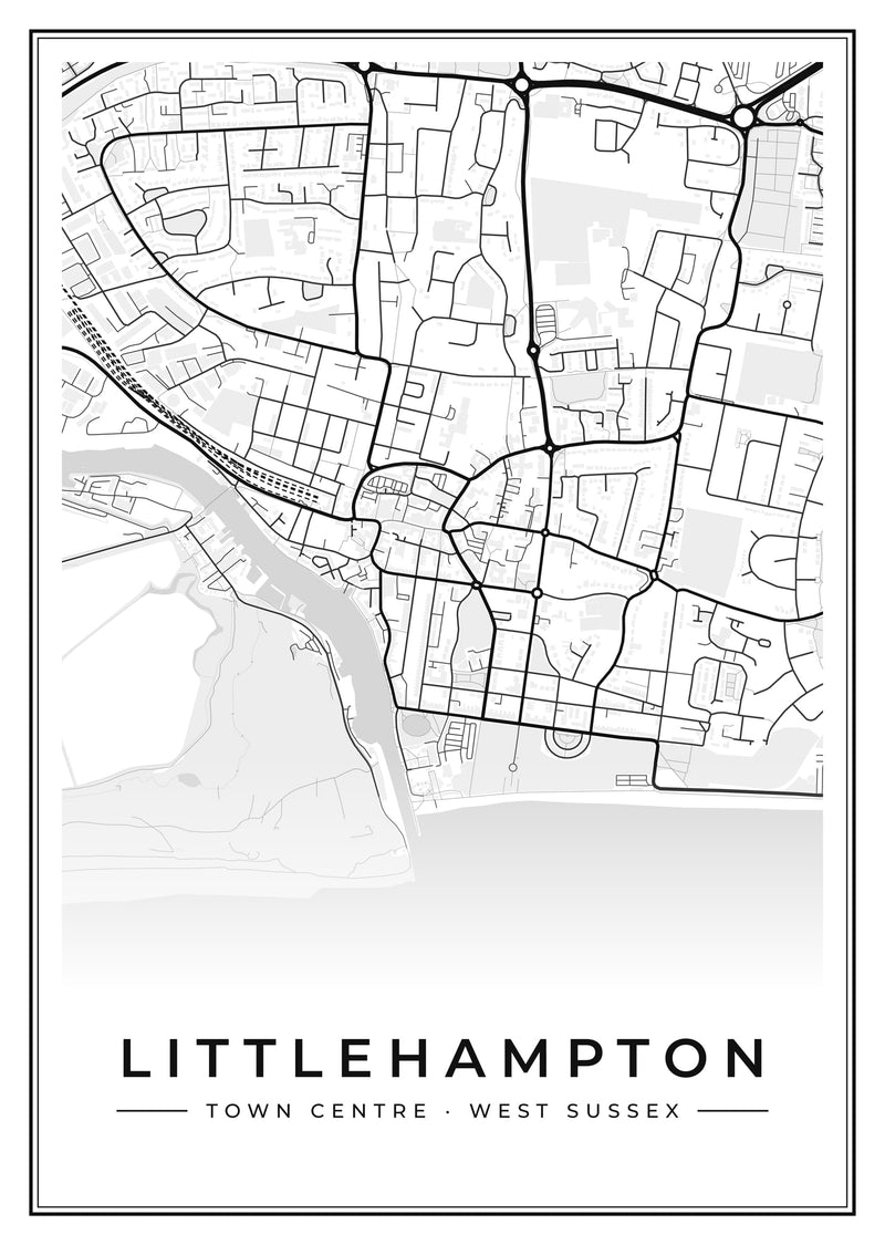 Littlehampton Town Centre Street Map Poster