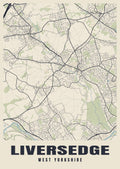 Street map poster of Liversedge, West Yorkshire