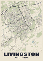 Street map poster of Livingston, West Lothian
