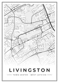 Street map poster of Livingston town centre, West Lothian