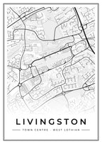 Street map poster of Livingston town centre, West Lothian