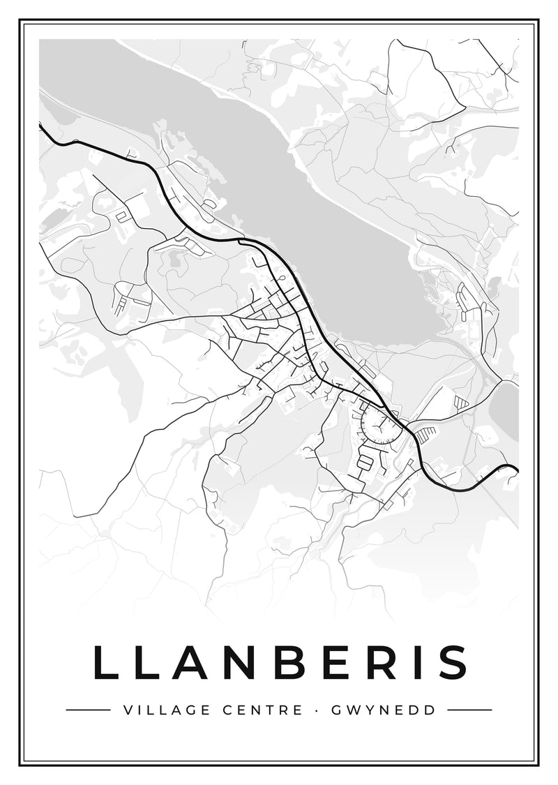 Llanberis Village Centre Street Map Poster