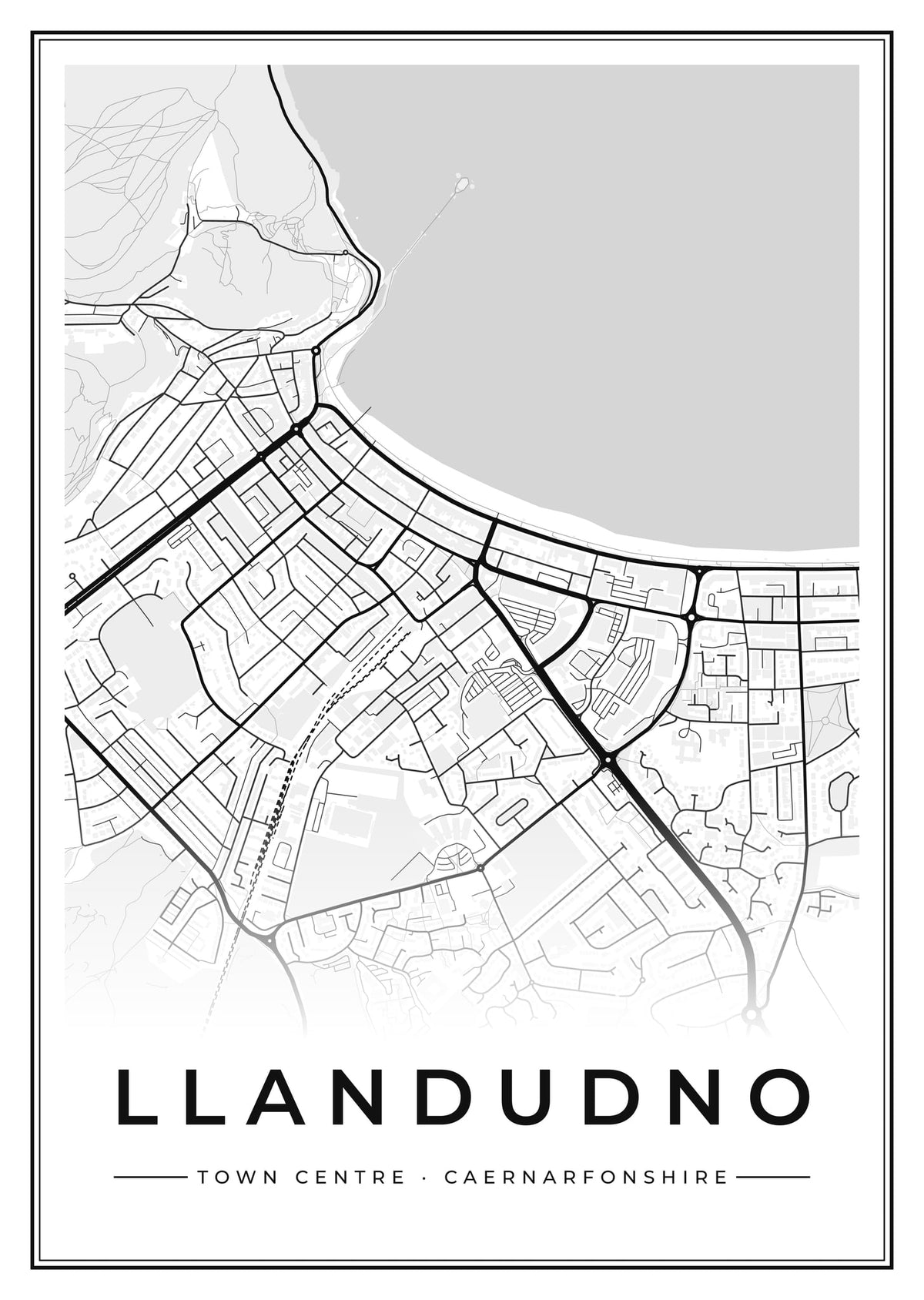 Street map poster of Llandudno town centre, Caernarfonshire