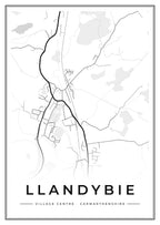 Street map poster of Llandybie village centre, Carmarthenshire