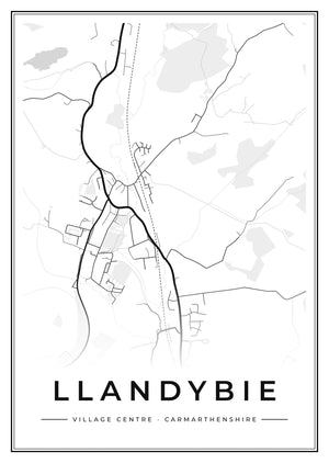 Llandybie Village Centre Street Map Poster