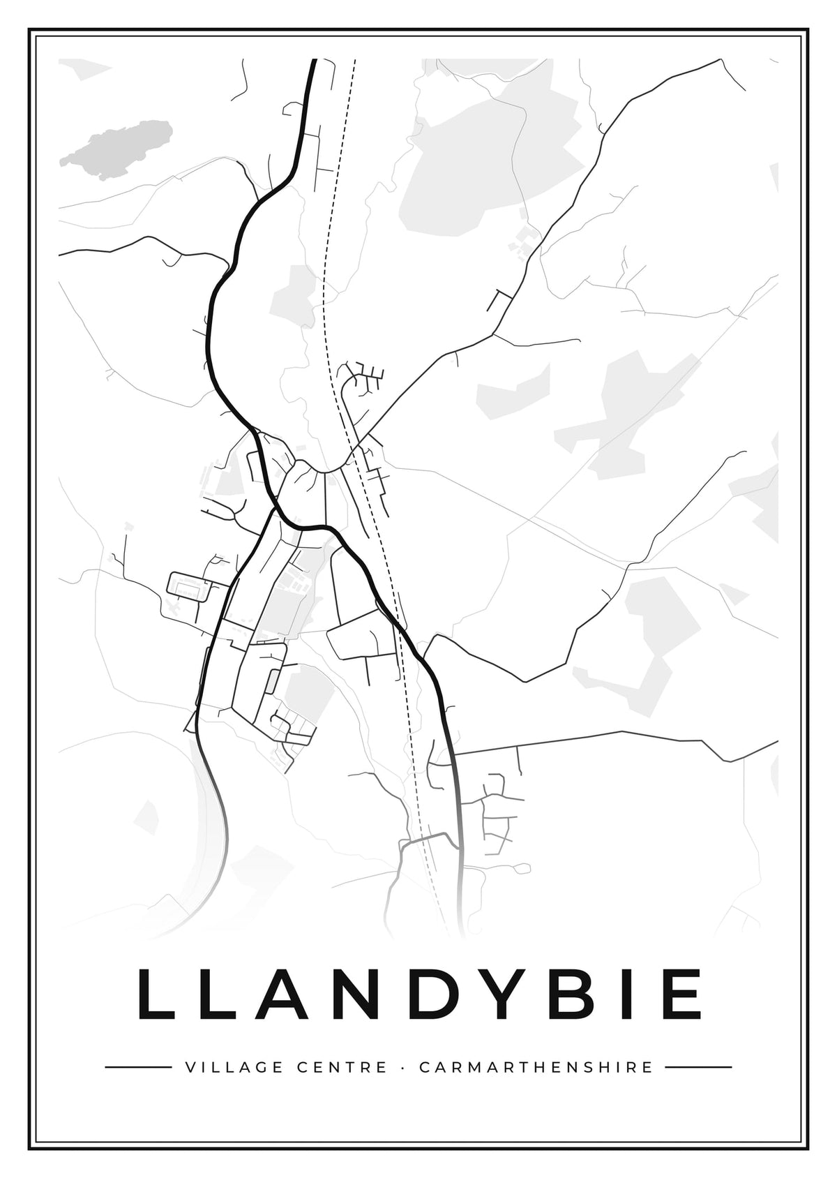 Street map poster of Llandybie village centre, Carmarthenshire