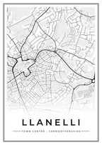 Street map poster of Llanelli town centre, Carmarthenshire