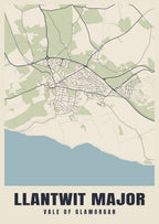 Street map poster of Llantwit Major, Vale of Glamorgan