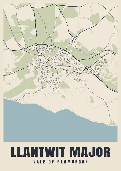 Llantwit Major Street Map Poster