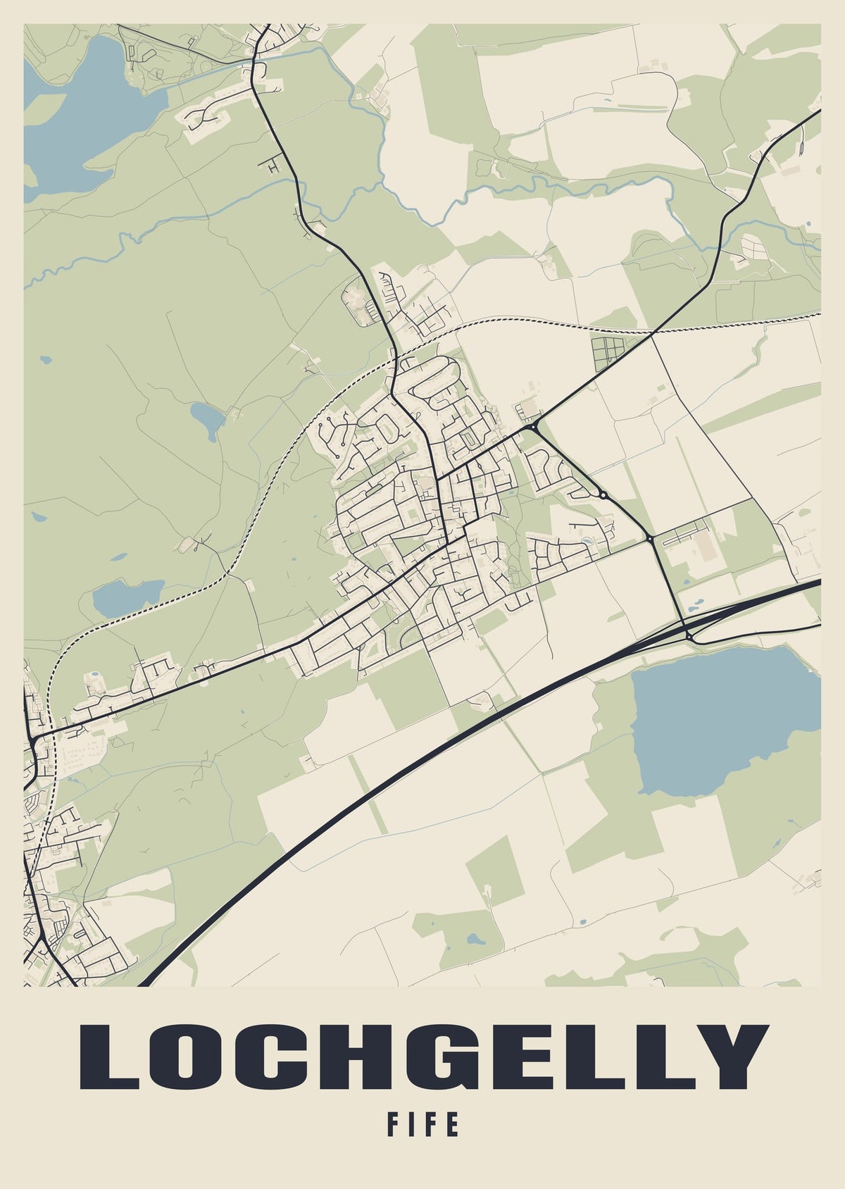 Street map poster of Lochgelly, Fife
