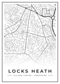 Street map poster of Locks Heath village centre, Hampshire