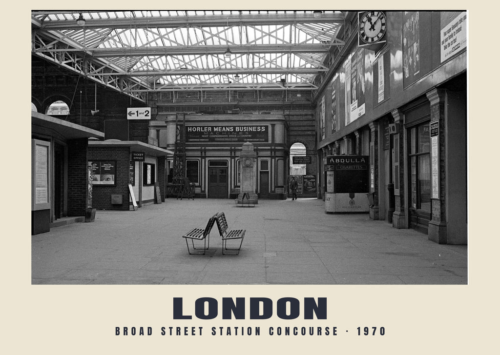 Broad Street station concourse, London, 1970 heritage photograph