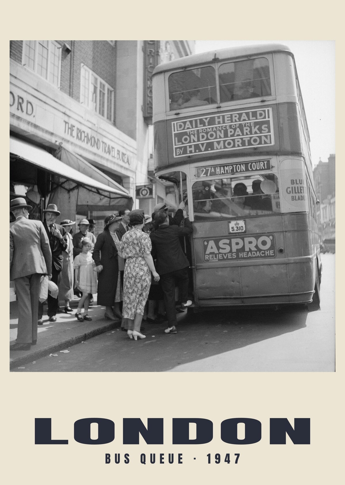 Bus queue, London, 1947 — Historic photograph print