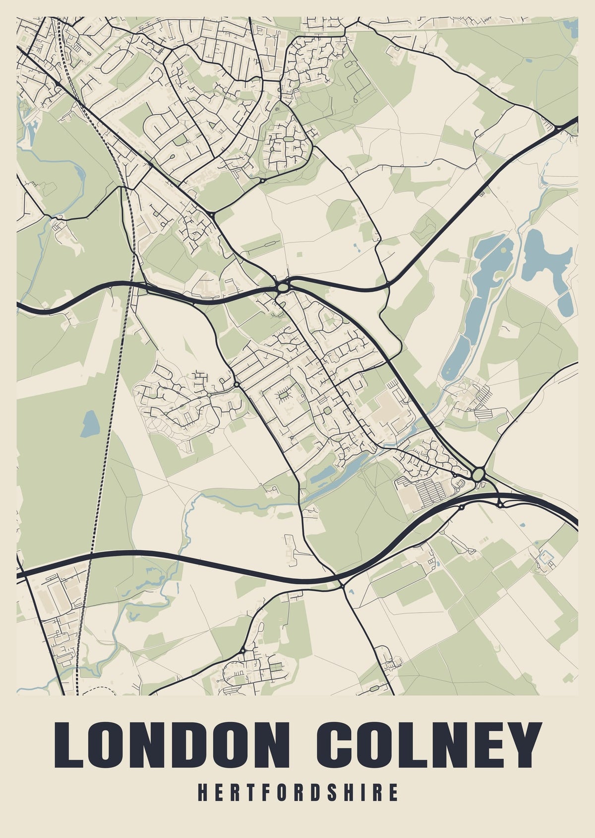 Street map poster of London Colney, Hertfordshire