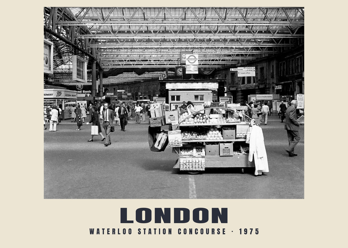 Waterloo station concourse, London, 1975 heritage photograph