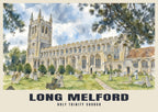 Holy Trinity Church, Long Melford poster, English Watercolour style