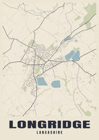 Street map poster of Longridge, Lancashire