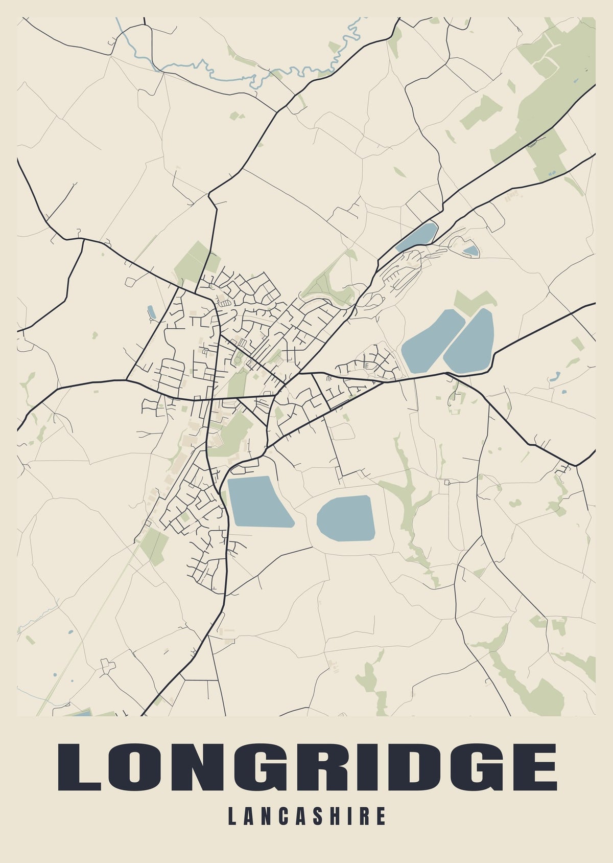 Street map poster of Longridge, Lancashire