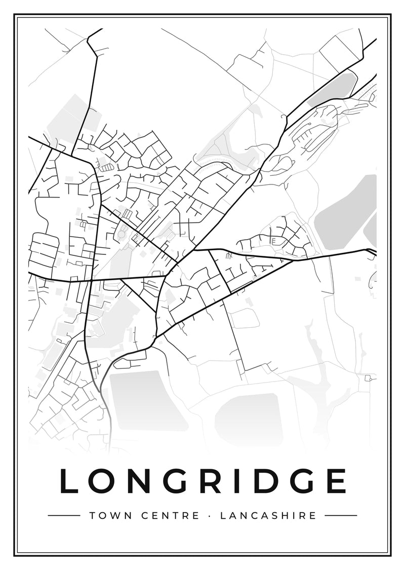 Longridge Town Centre Street Map Poster